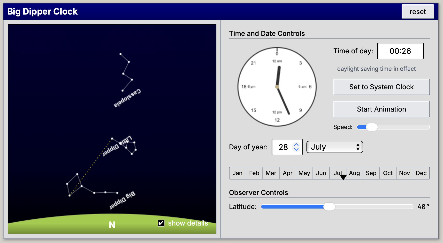 Preview of the Big Dipper Clock rotating around the North Star.